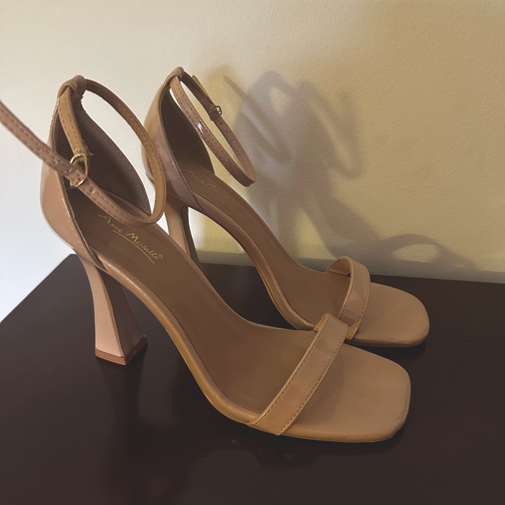 Anne Michelle Ankle strap nude heels